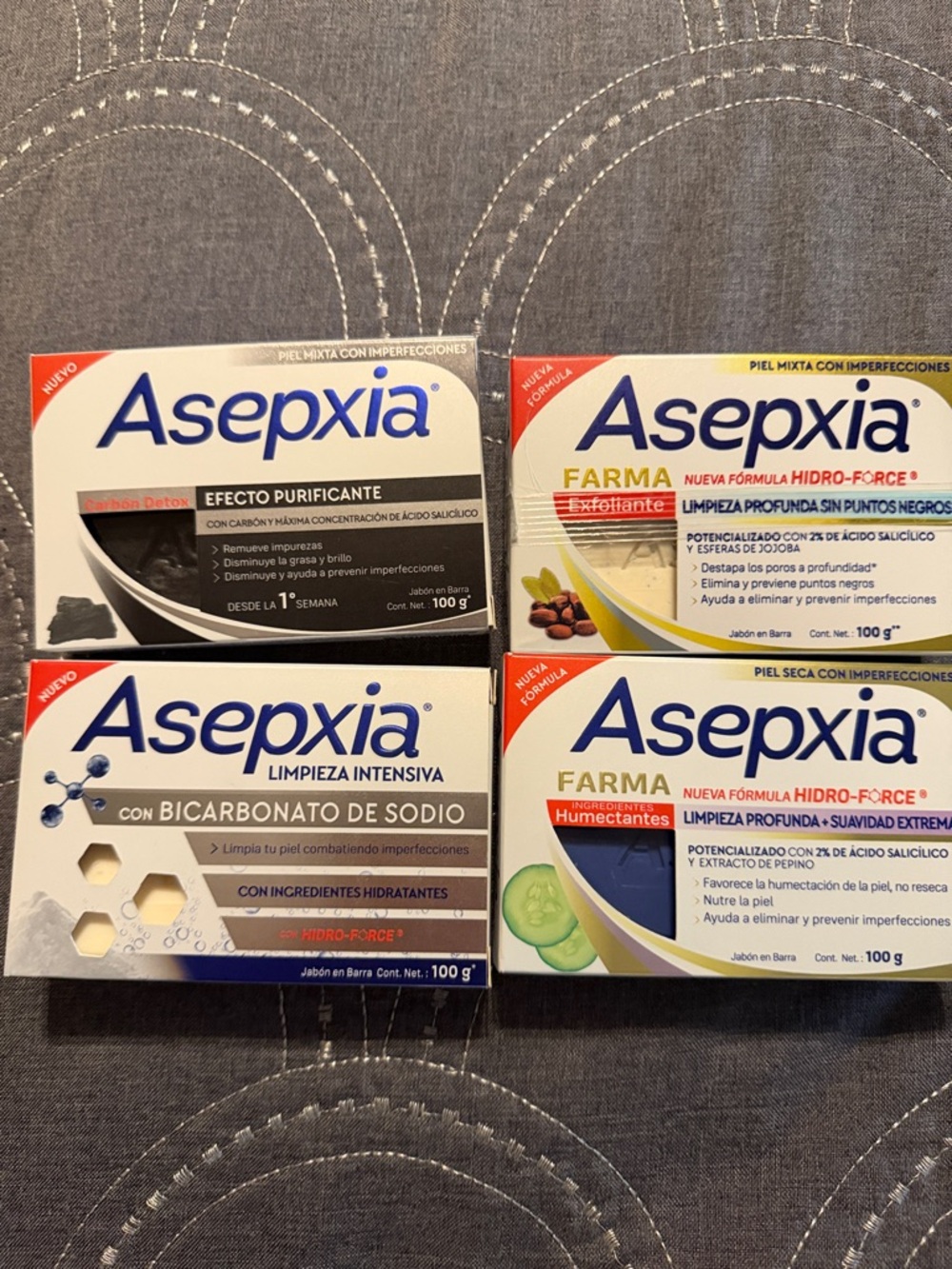 Asepxia Facial Cleansing Bar Variety Pack - White/Blue/Yellow/Brown Accents